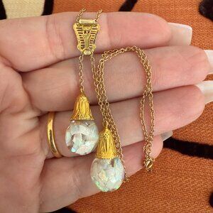 Vintage RARE 14K Gold Original HORACE WELCH Double Floating Opal 16" Necklace